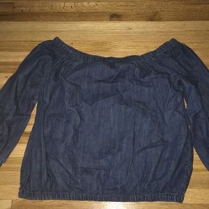 Denim off the shoulder blouse